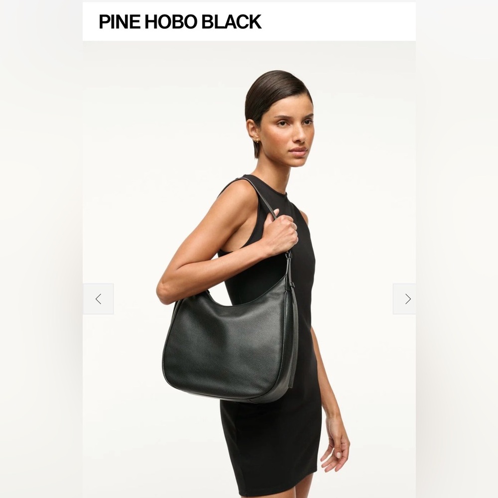 STAUD Pine Hobo Black Pebbled Leather Shoulder Bag - Picture 9 of 10